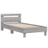 Estructura de cama cabecero luces LED gris Sonoma 100x200