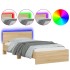 Estructura de cama cabecero luces LED roble Sonoma 100x200