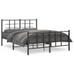 Estructura de cama cabecero y estribo metal negro 140x190 cm