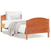 Estructura cama con cabecero madera pino marrón cera 90x190 cm