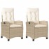 Sillones reclinables de jardín con cojines beige 2 uds ratán