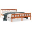 Estructura cama con cabecero madera pino marrón cera 150x200 cm