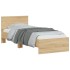 Estructura de cama cabecero luces LED roble Sonoma 75x190