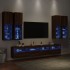 Muebles de TV de pared con luces LED 7 piezas marrón