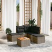 Set de muebles de jardín 6 pzas y cojines ratán sintético gris