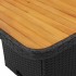 Mesa de jardín madera de acacia y ratán PE negro 110x110x71