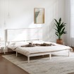 Estructura de cama de madera maciza de pino blanca 160x200 cm