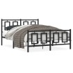 Estructura de cama cabecero y estribo metal negro 135x190 cm