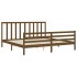 Estructura cama y cabecero madera maciza marrón miel 200x200