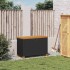 Caja de almacenaje jardín madera acacia ratán negro 80x40x48