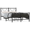 Estructura de cama cabecero y estribo metal negro 120x200 cm