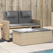 Sillón reclinable de jardín con cojines ratán sintético beige