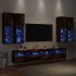 Muebles de TV de pared con luces LED 7 piezas roble