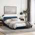 Estructura de cama con cabecero tela gris taupe azul 140x200