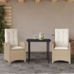 Set comedor de jardín 3 pzas con cojines ratán sintético beige