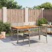 Set comedor de jardín 3 piezas con cojines ratán sintético gris