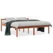 Cama para mayores madera maciza de pino marrón cera 150x200 cm