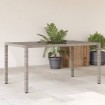 Mesa de jardín superficie de vidrio ratán PE gris 150x90x75 cm