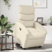 Sillón reclinable elevable cuero artificial color crema