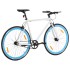 Bicicleta de piñón fijo blanco y azul 700c 59