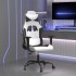 Silla gaming de masaje cuero sintético blanco y