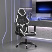 Silla gaming de masaje cuero sintético negro y blanco