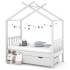 Estructura de cama niños y cajón madera maciza blanca 70x140