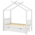 Estructura de cama niños y cajón madera maciza blanca 70x140