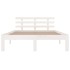 Estructura de cama de madera maciza blanca 135x190