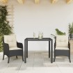 Set comedor de jardín 3 pzas con cojines ratán sintético negro