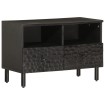 Mueble de TV madera maciza de mango negro 70x33x46 cm