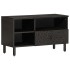 Mueble de TV madera maciza de mango negro 80x33x46