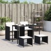 Set de muebles jardín 5 pzas con cojines ratán sintético negro