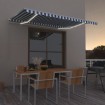 Toldo retráctil manual con LED azul y blanco 400x300 cm