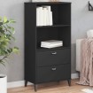 Librería VIKEN madera maciza de pino negro 60x35x123 cm