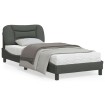 Estructura de cama con cabecero de tela gris oscuro 90x190 cm