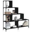 Librería con 4 peldaños madera ingeniería negro 139x33,5x149 cm