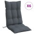 Cojines de silla respaldo alto 6 uds tela Oxford gris