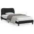 Estructura cama cabecero cuero sintético negro blanco 90x200