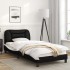 Estructura cama cabecero cuero sintético negro blanco 90x200