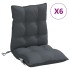 Cojines de silla respaldo bajo 6 uds tela Oxford gris