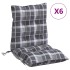 Cojines para silla respaldo bajo 6 uds tela Oxford cuadros