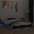 Estructura de cama con luces LED roble ahumado 160x200