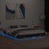 Estructura de cama con luces LED roble ahumado 180x200