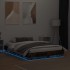 Estructura de cama con luces LED roble ahumado 140x190