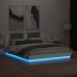 Estructura de cama con cabecero y luces LED blanco 200x200