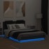 Estructura de cama con cabecero y luces LED negro 135x190