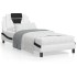 Estructura cama cabecero cuero sintético blanco negro 90x200