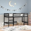 Cama alta de niños escalera madera maciza pino negra 90x200 cm