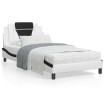 Estructura de cama con cabecero cuero sintético blanco y negro